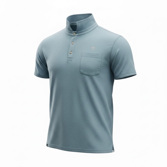 johnnie-O Other - Johnnie-O Blue Henley Polo Shirt Short Sleeve Pocket Golf Men XL